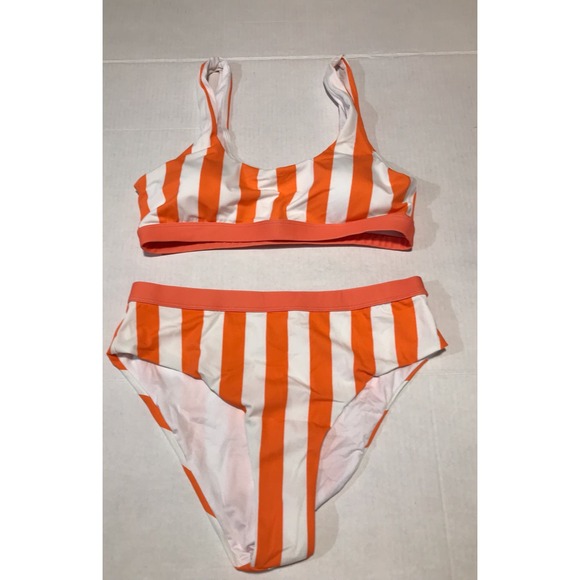 Striped Large 2 piece New High Waisted  Bikini‎ Set - Picture 1 of 12